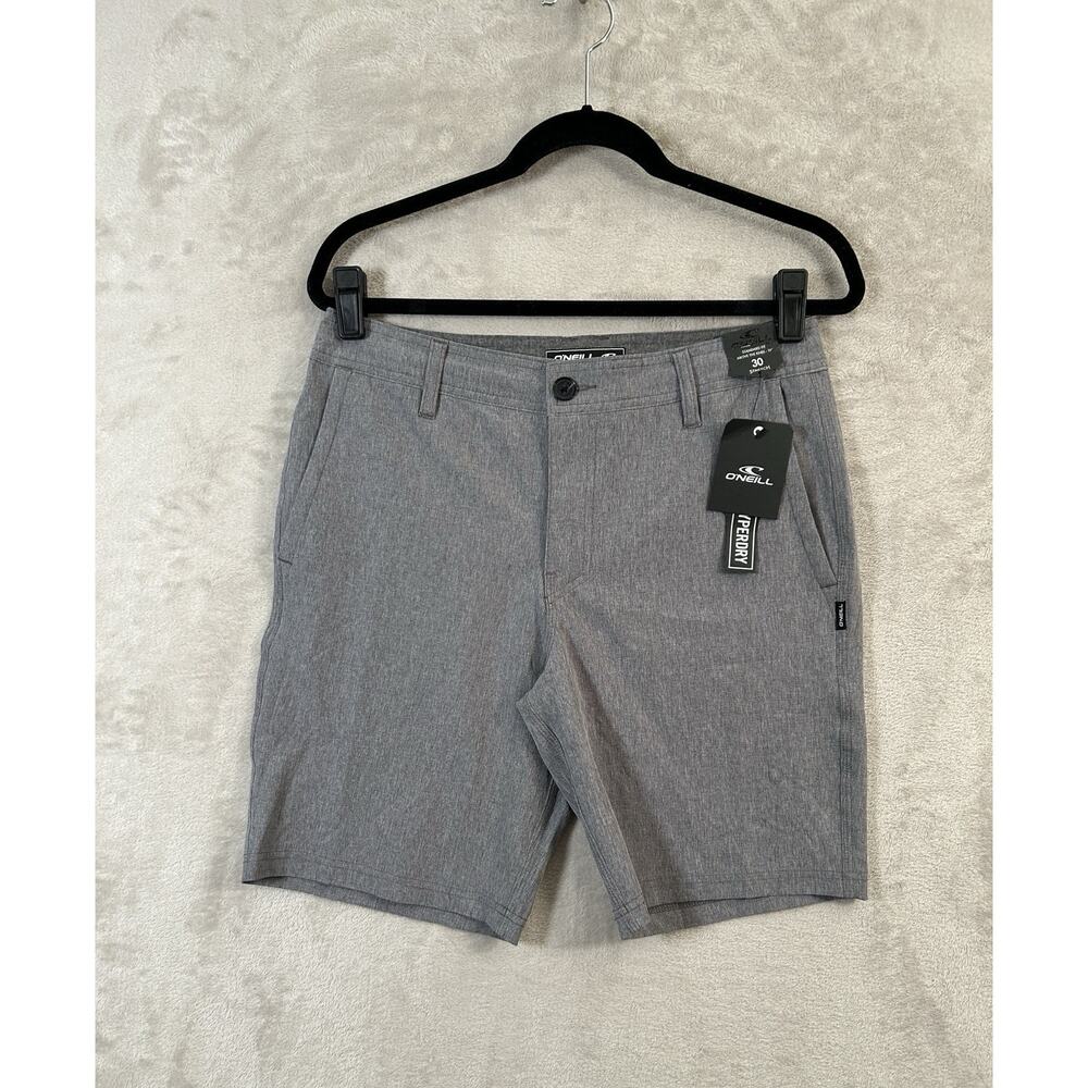 O'Neill Hybrid Crossover Stretch Drawstring Shorts Grey Size 30 NWT Beach Summer